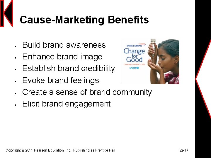 Cause-Marketing Benefits § § § Build brand awareness Enhance brand image Establish brand credibility