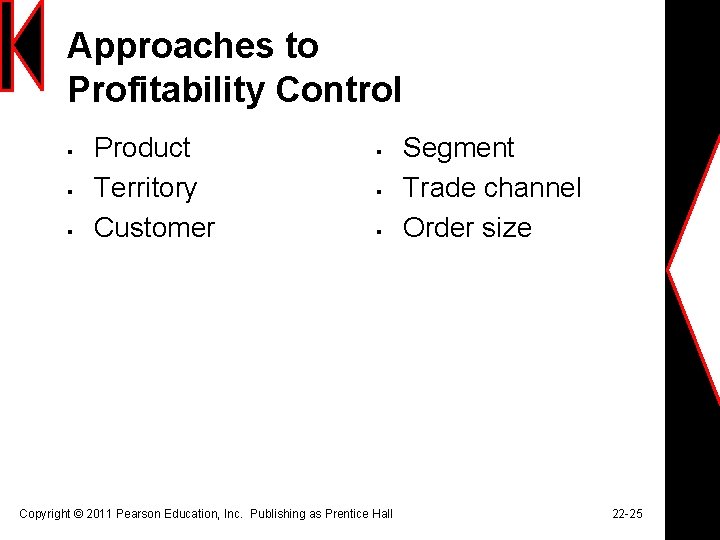 Approaches to Profitability Control § § § Product Territory Customer § § § Copyright