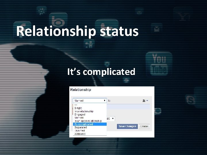 Relationship status It’s complicated 
