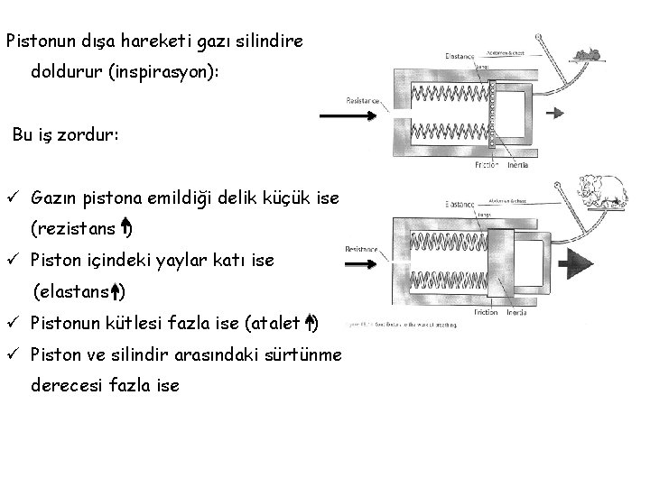 Pistonun dışa hareketi gazı silindire doldurur (inspirasyon): Bu iş zordur: ü Gazın pistona emildiği