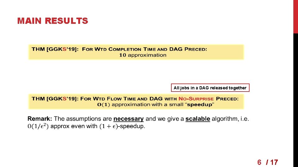 MAIN RESULTS All jobs in a DAG released together 6 / 17 