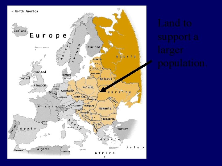 Land to support a larger population. 