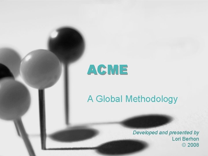 ACME A Global Methodology Developed and presented by Lori Berhon © 2008 