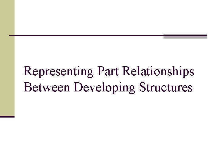 Representing Part Relationships Between Developing Structures 