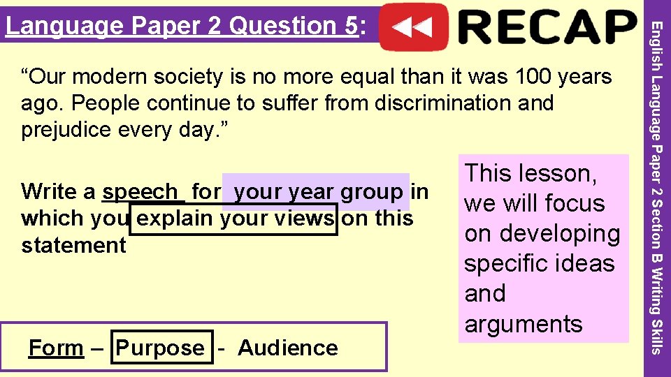 “Our modern society is no more equal than it was 100 years ago. People