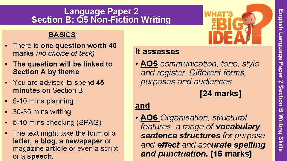  • • BASICS: There is one question worth 40 marks (no choice of