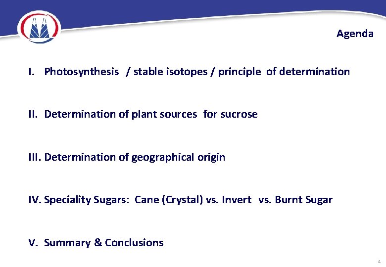 Agenda I. Photosynthesis / stable isotopes / principle of determination II. Determination of plant
