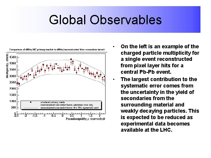 Global Observables • • On the left is an example of the charged particle