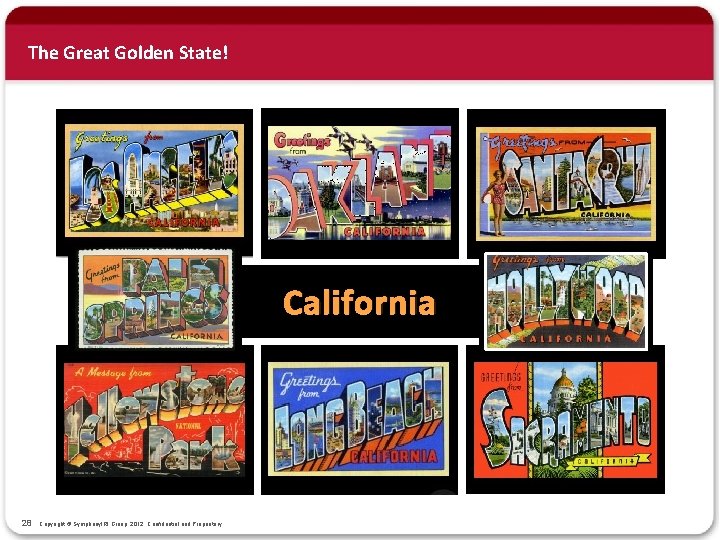 The Great Golden State! California Copyright © Symphony. IRI Group, 2012. Confidential and Proprietary.