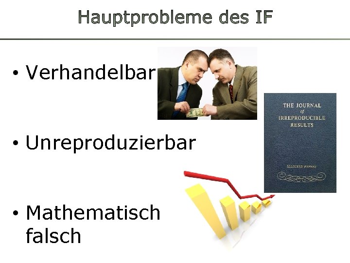  • Verhandelbar • Unreproduzierbar • Mathematisch falsch 