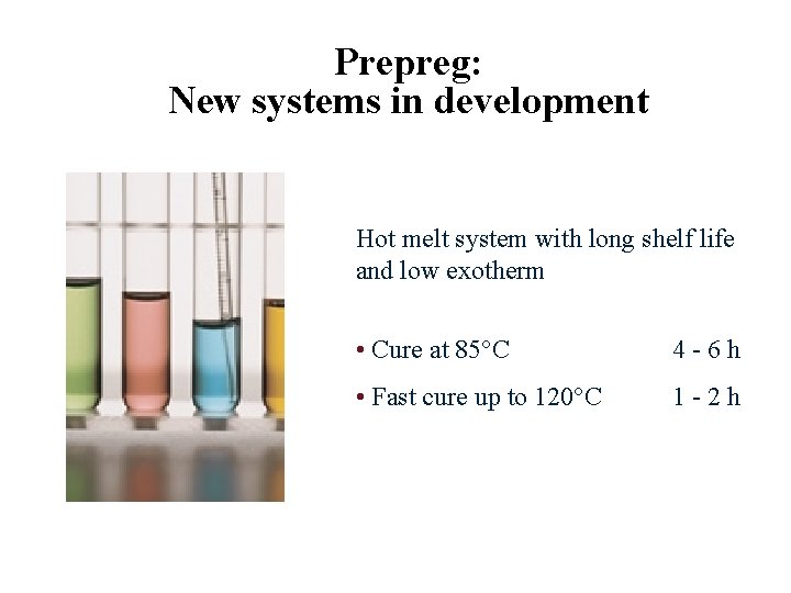 Prepreg: New systems in development Hot melt system with long shelf life and low