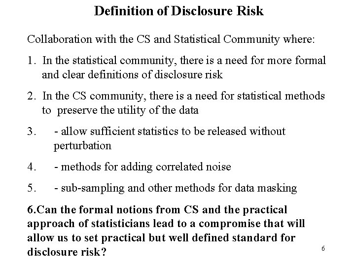 WP 10 On Risk Definitions and a Neighbourhood