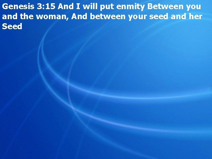 Genesis 3: 15 And I will put enmity Between you and the woman, And