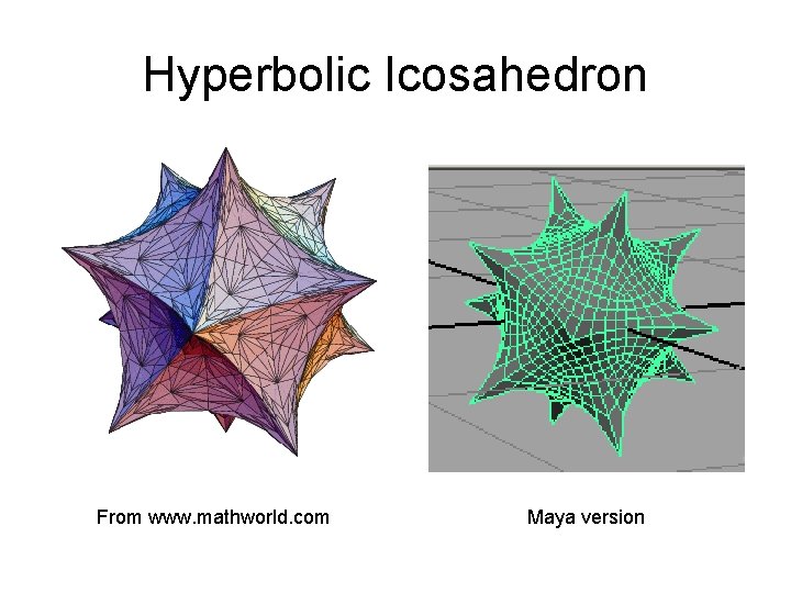 Hyperbolic Icosahedron From www. mathworld. com Maya version 