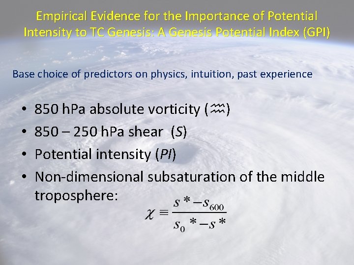 Empirical Evidence for the Importance of Potential Intensity to TC Genesis: A Genesis Potential