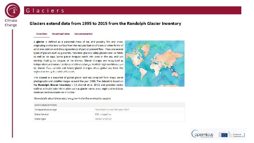 Glaciers Climate Change Glaciers extend data from 1995 to 2015 from the Randolph Glacier