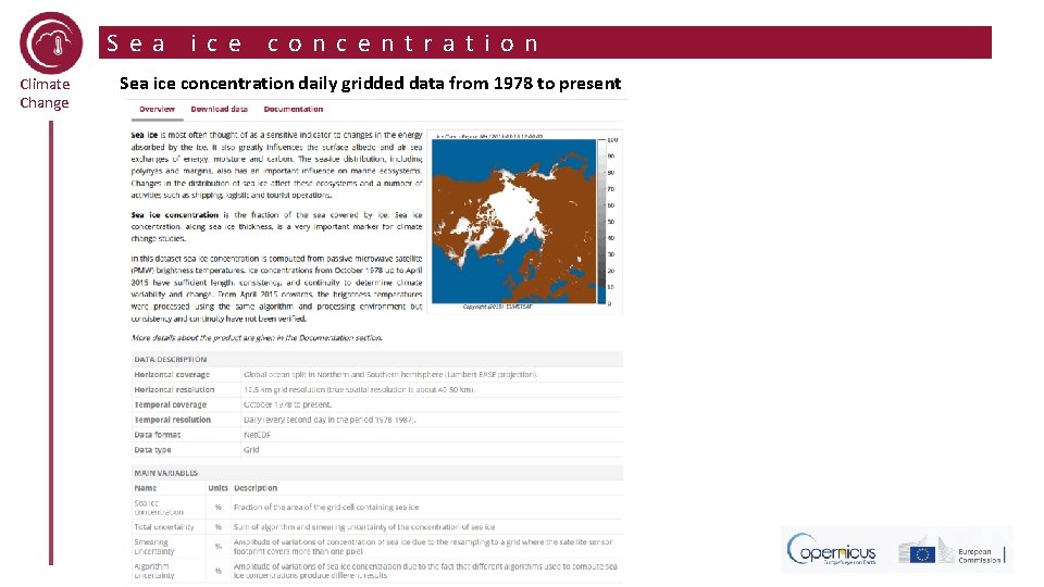 Sea Climate Change ice concentration Sea ice concentration daily gridded data from 1978 to