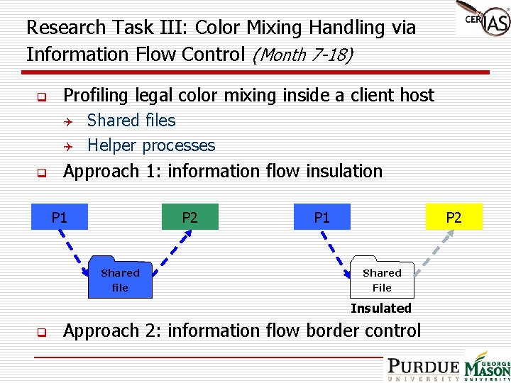 Research Task III: Color Mixing Handling via Information Flow Control (Month 7 -18) q