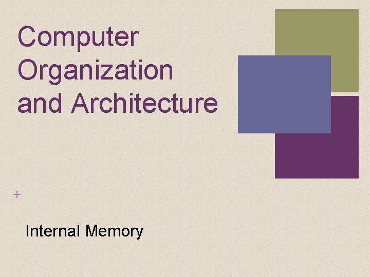 Computer Organization and Architecture + Internal Memory 