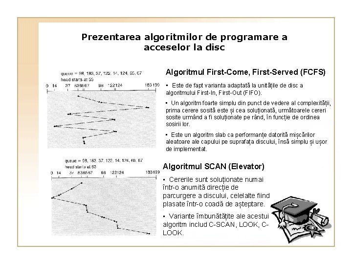 Prezentarea algoritmilor de programare a acceselor la disc Algoritmul First-Come, First-Served (FCFS) • Este