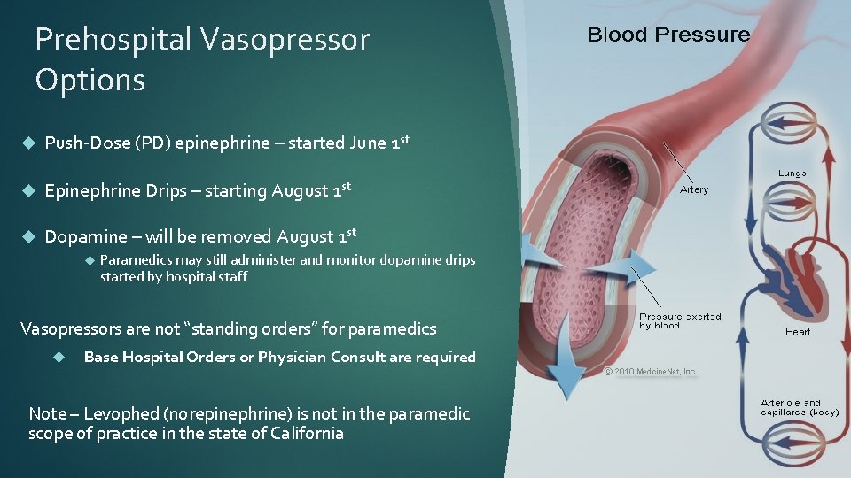 Prehospital Vasopressor Options Push-Dose (PD) epinephrine – started June 1 st Epinephrine Drips –