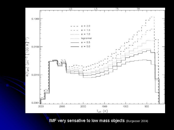 IMF very sensative to low mass objects (Burgasser 2004) 