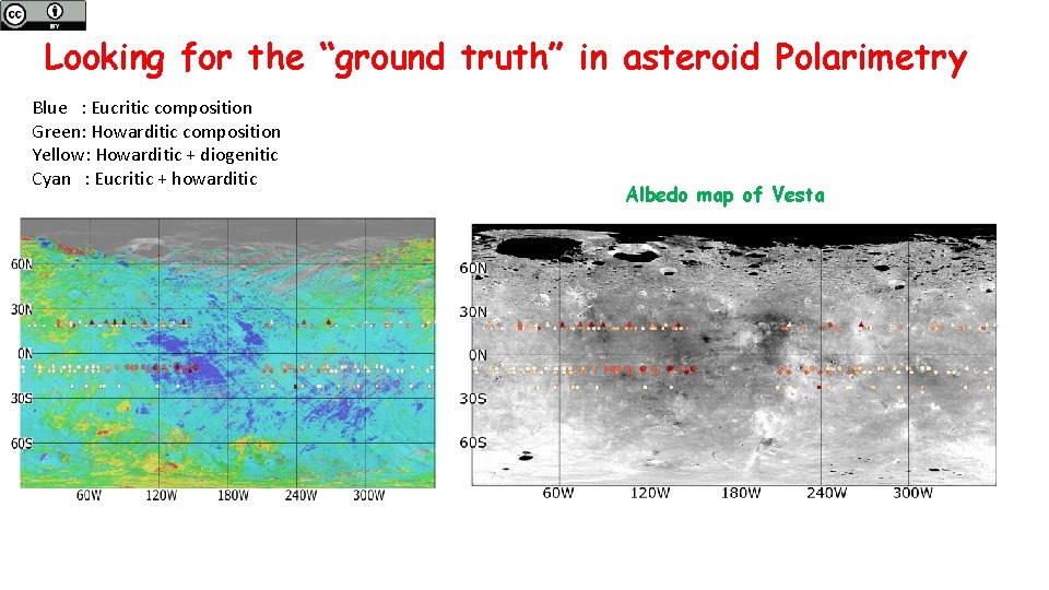 Looking for the “ground truth” in asteroid Polarimetry Blue : Eucritic composition Green: Howarditic