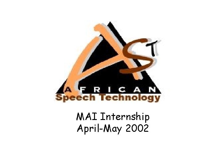 MAI Internship April-May 2002 