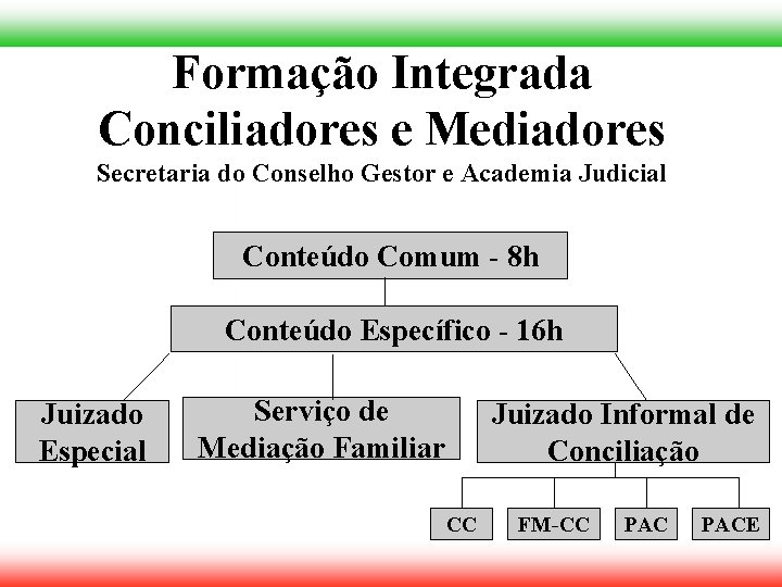 Formação Integrada Conciliadores e Mediadores Secretaria do Conselho Gestor e Academia Judicial Conteúdo Comum