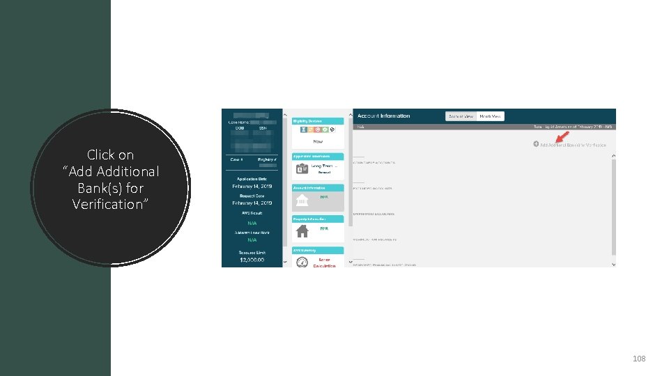Click on “Add Additional Bank(s) for Verification” 108 