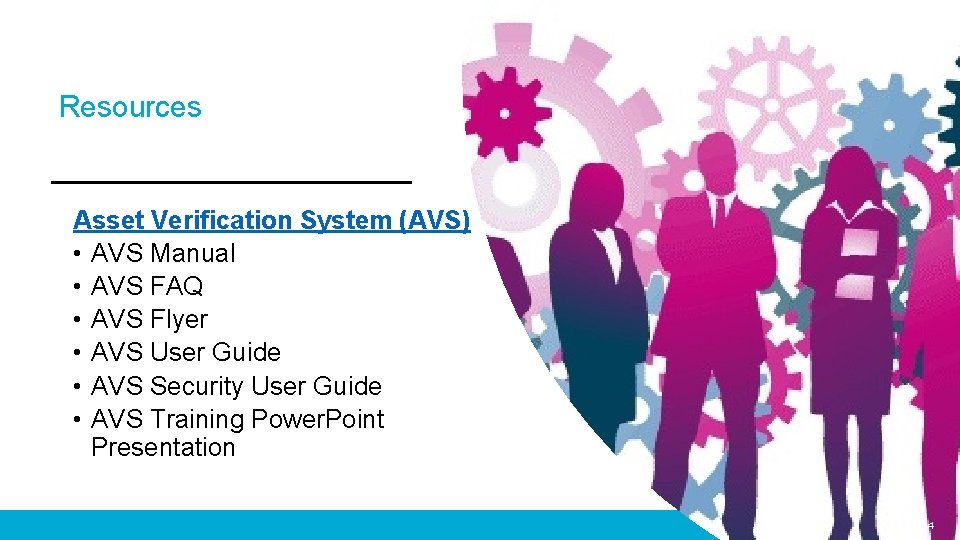 Resources Asset Verification System (AVS) • AVS Manual • AVS FAQ • AVS Flyer