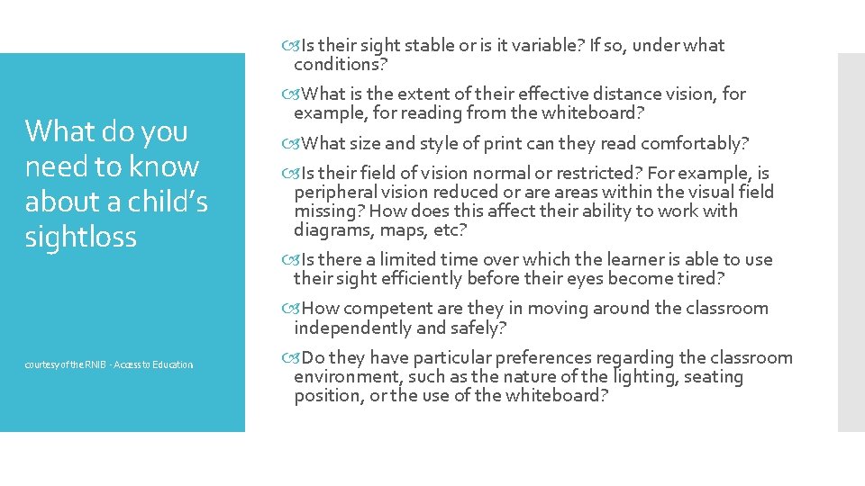 What do you need to know about a child’s sightloss courtesy of the RNIB