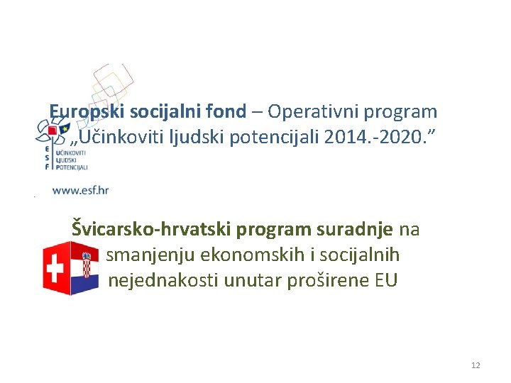 Europski socijalni fond – Operativni program „Učinkoviti ljudski potencijali 2014. -2020. ” Švicarsko-hrvatski program