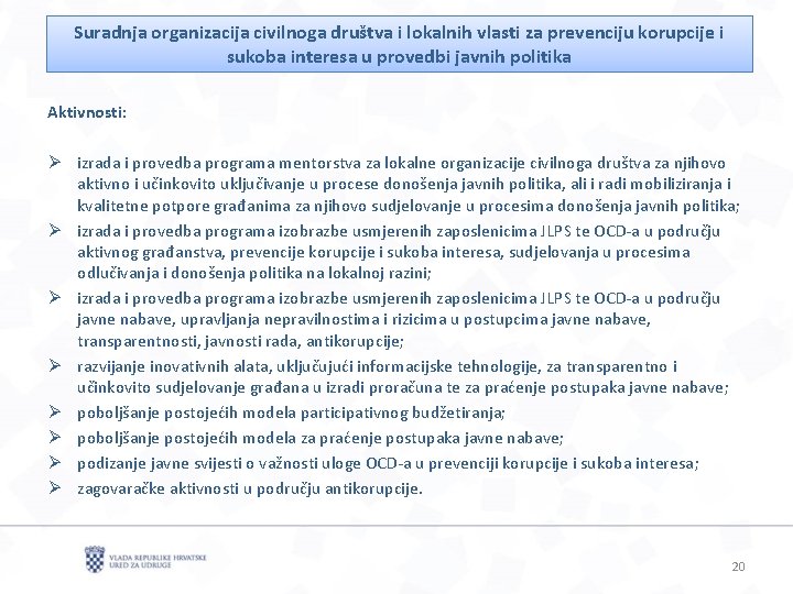 Suradnja organizacija civilnoga društva i lokalnih vlasti za prevenciju korupcije i sukoba interesa u