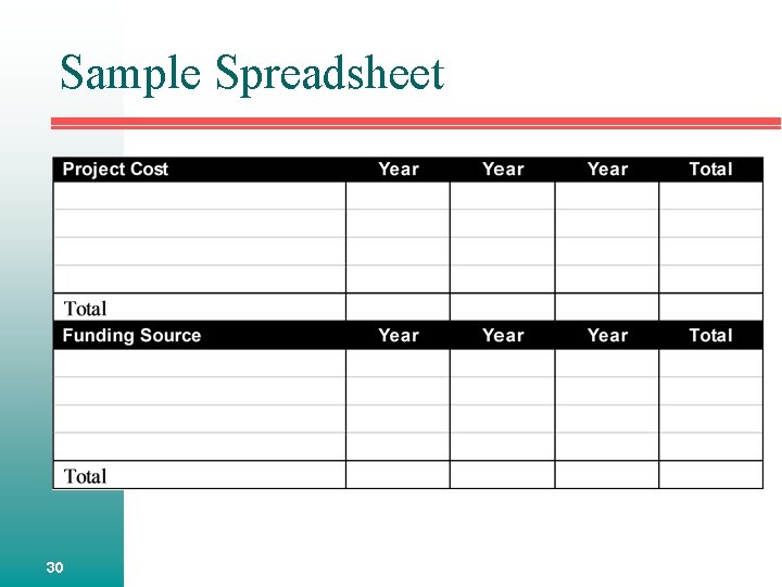 Sample Spreadsheet 30 