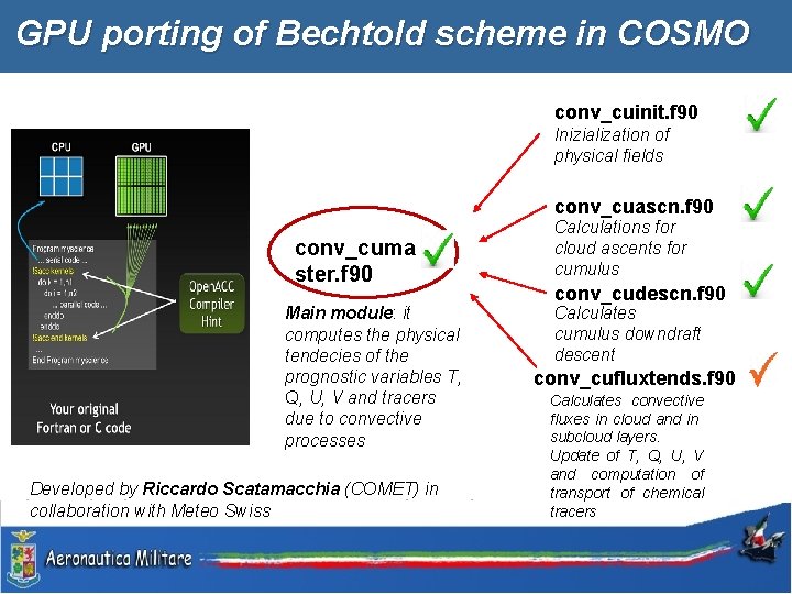 GPU porting of Bechtold scheme in COSMO conv_cuinit. f 90 Inizialization of physical fields