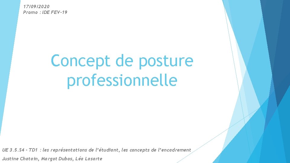 17/09/2020 Promo : IDE FEV-19 Concept de posture professionnelle UE 3. 5. S 4