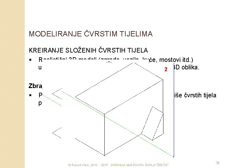 MODELIRANJE ČVRSTIM TIJELIMA KREIRANJE SLOŽENIH ČVRSTIH TIJELA § Realistični 3 D modeli (zgrade, vozila,