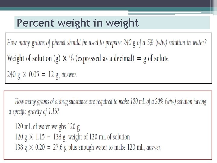 Percent weight in weight 