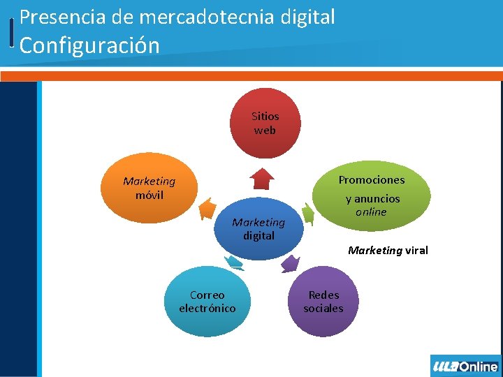 Presencia de mercadotecnia digital Configuración Sitios web Marketing móvil Marketing digital Correo electrónico Promociones