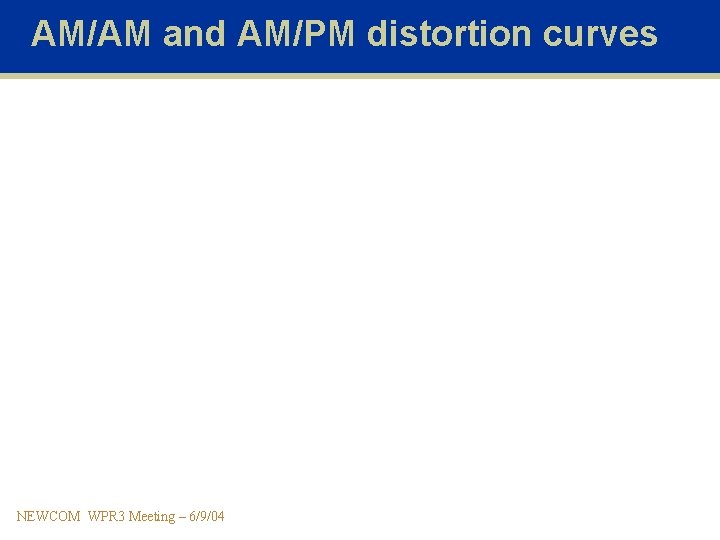 AM/AM and AM/PM distortion curves NEWCOM WPR 3 Meeting – 6/9/04 