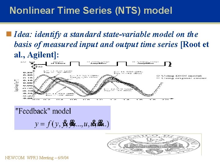 Nonlinear Time Series (NTS) model n Idea: identify a standard state-variable model on the