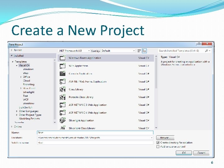 Create a New Project 6 