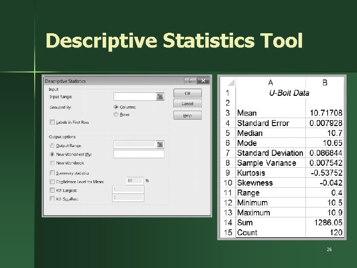 Descriptive Statistics Tool 26 