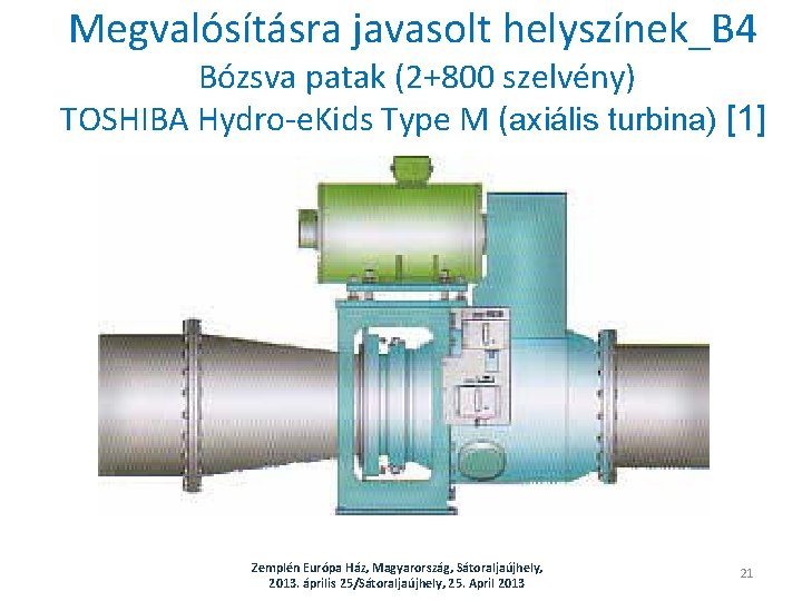 Megvalósításra javasolt helyszínek_B 4 Bózsva patak (2+800 szelvény) TOSHIBA Hydro-e. Kids Type M (axiális