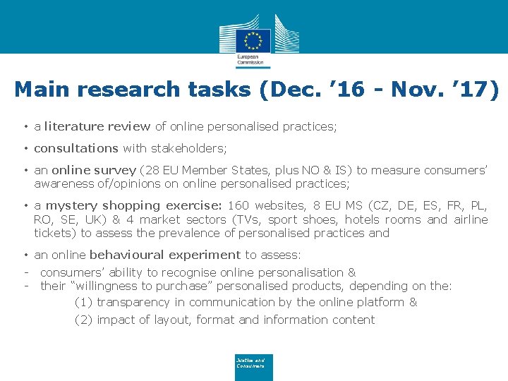 Main research tasks (Dec. ’ 16 - Nov. ’ 17) • a literature review