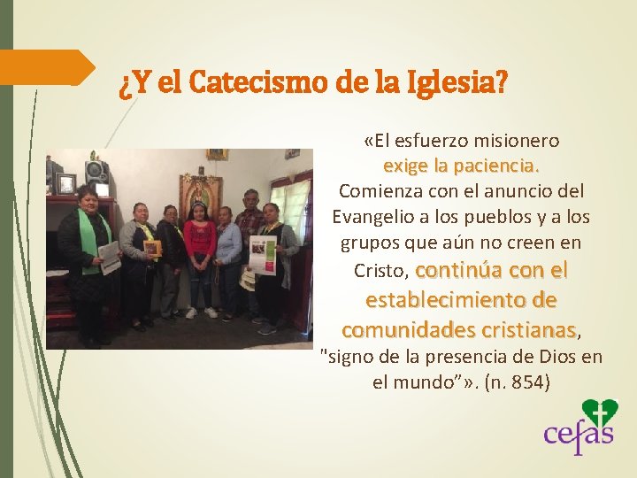 ¿Y el Catecismo de la Iglesia? «El esfuerzo misionero exige la paciencia. Comienza con