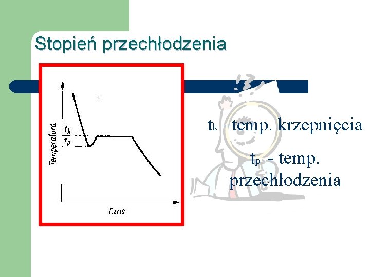 Stopień przechłodzenia tk –temp. krzepnięcia tp - temp. przechłodzenia 