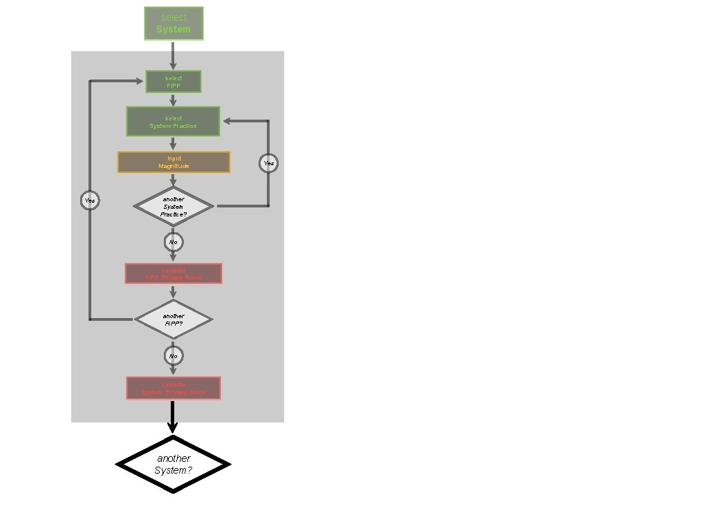 select System select FIPP select System Practice input Magnitude Yes another System Practice? No