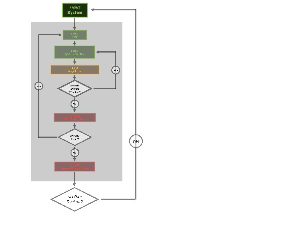 select System select FIPP select System Practice input Magnitude Yes another System Practice? No